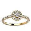 Bague diamant avec halo, Or rose