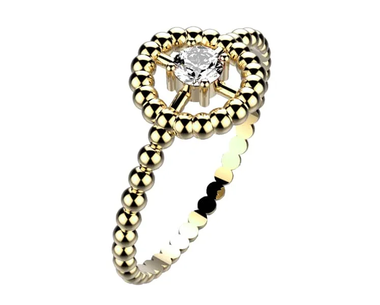 Bague Diamant or jaune Comete halo
