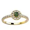 Bague Saphir vert 0.15 ct et Diamant 0.24 ct or jaune
