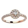 Bague diamant avec halo, Or rose