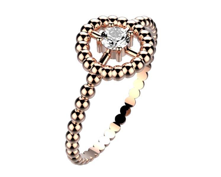 Bague Diamant or rose Comete halo