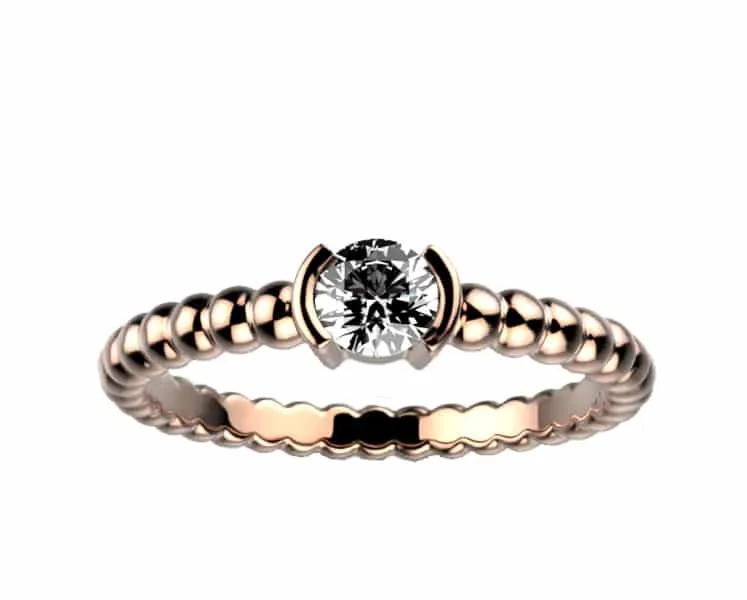 Bague de fiancailles diamant Comete or rose