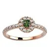 Bague Saphir vert 0.15 ct et Diamant 0.24 ct or rose Juliet S