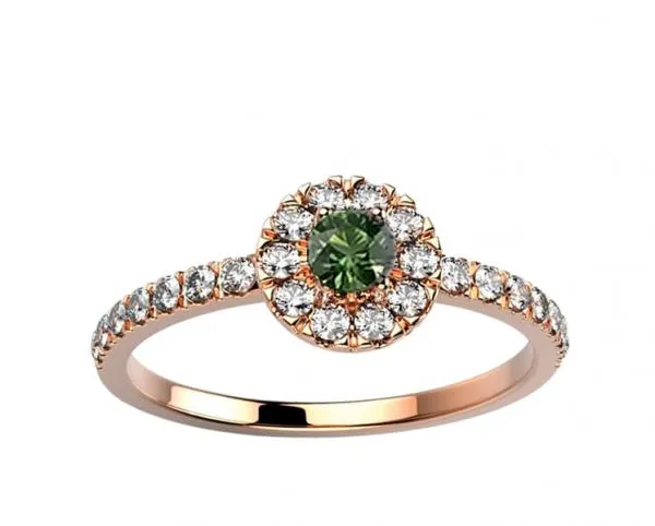 Bague Saphir vert 0.15 ct et Diamant 0.24 ct or rose Juliet S