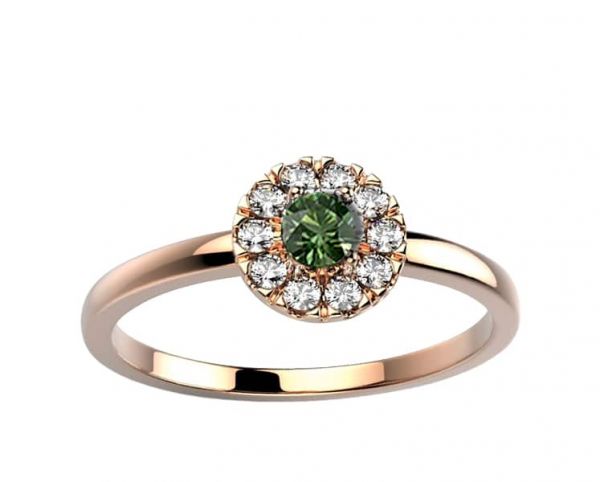Saphir vert 0.15 ct et Diamant or rose Juliet S