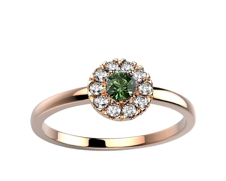 Saphir vert 0.15 ct et Diamant or rose
