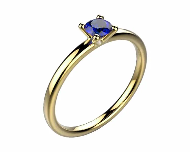 Saphir bleu 0.15 ct or jaune