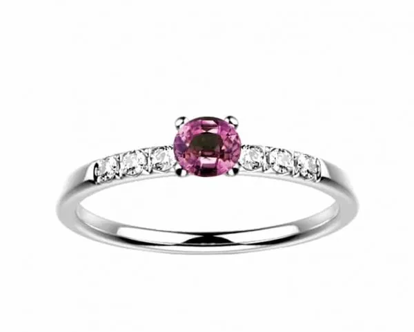 Bague saphir diamant or blanc Candide saphir rose