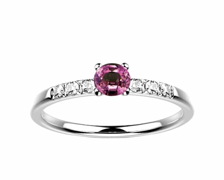 Bague saphir diamant or blanc Candide saphir rose