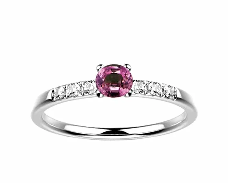 Bague saphir diamant or blanc Candide saphir rose