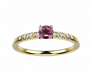Bague saphir diamant or jaune Candide saphir rose