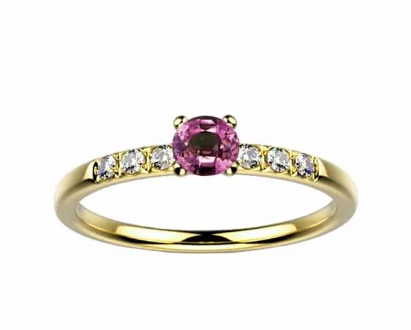 Bague saphir diamant or jaune Candide saphir rose