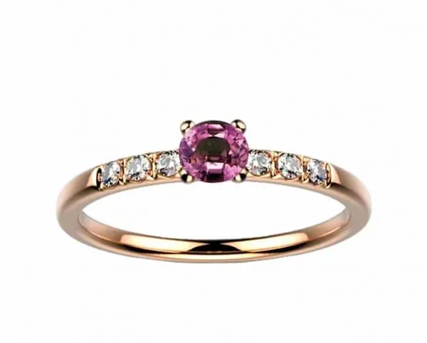 Bague saphir diamant or rose Candide saphir rose