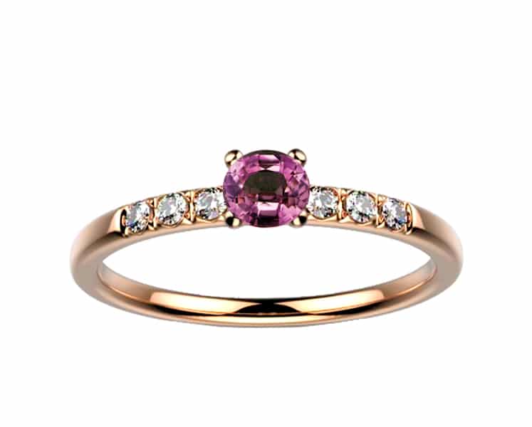 Bague saphir diamant or rose Candide saphir rose