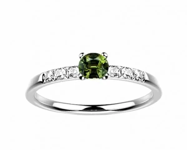 Bague saphir diamant or blanc Candide saphir vert