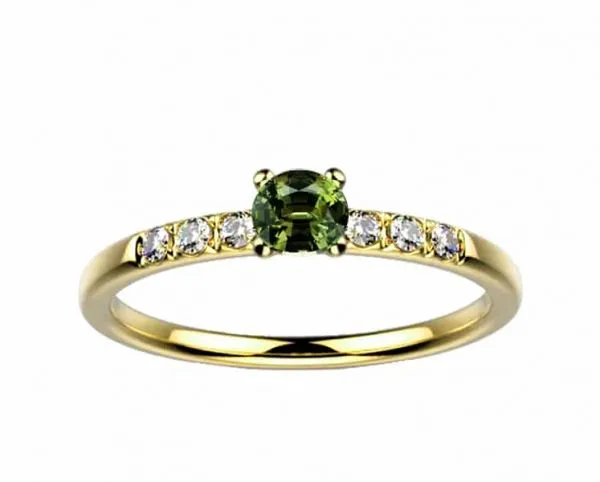 Bague saphir diamant or jaune Candide saphir vert