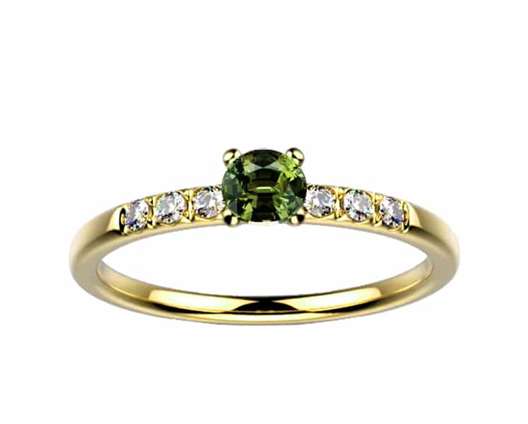 Bague saphir diamant or jaune Candide saphir vert