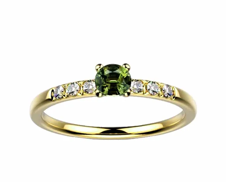 Bague saphir diamant or jaune Candide saphir vert