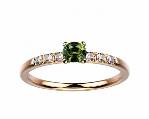 Bague saphir diamant or rose Candide saphir vert
