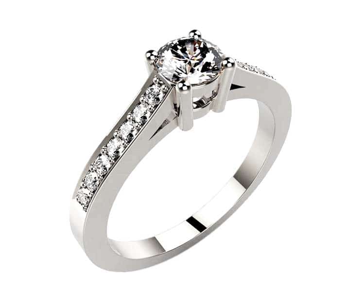 Bague solitaire diamant or blanc serti Ankaa