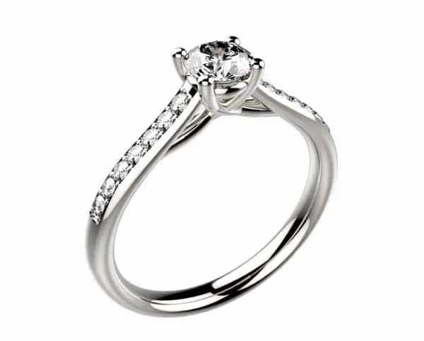 Bague Solitaire diamant or blanc Dana pavé