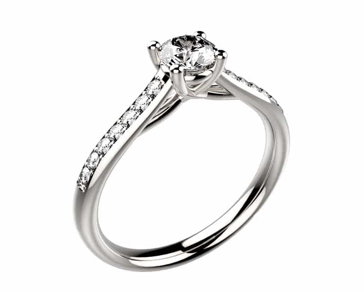 Bague-de-fiançailles-Solitaire-diamant-or-blanc-Dana-pavee