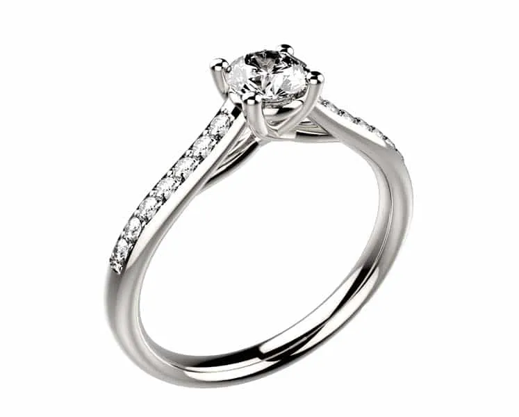 Bague Solitaire diamant or blanc Dana pavé