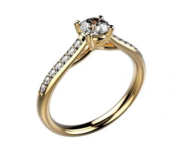 Bague Solitaire diamant or jaune Dana pavé