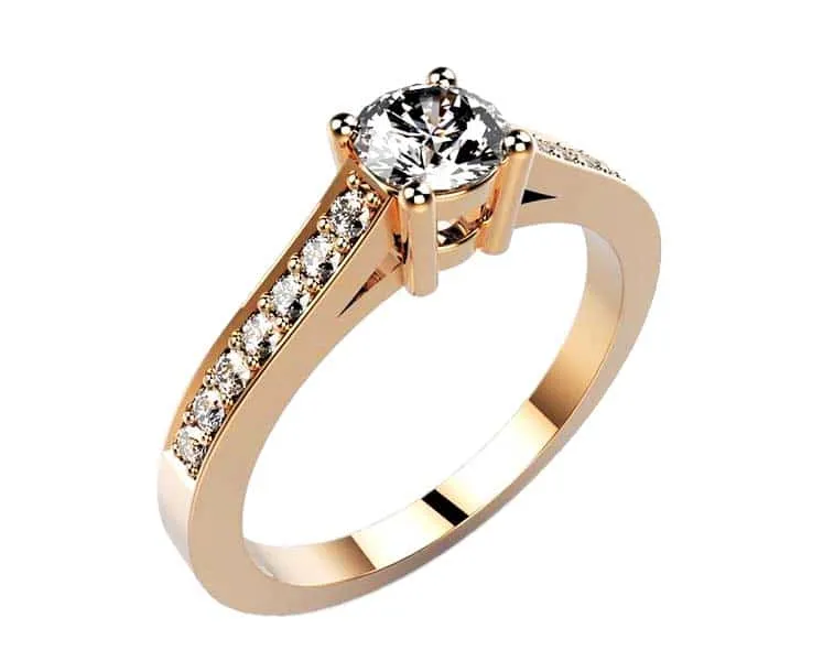 Bague solitaire diamant or rose serti Ankaa
