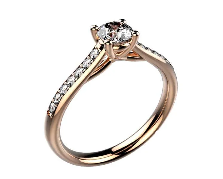 Bague-de-fiançailles-Solitaire-diamant-or-rose-Dana-pavee