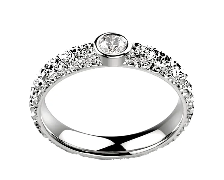 Bague diamant or blanc Estretat clos