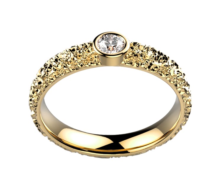 Bague diamant or jaune Estretat clos