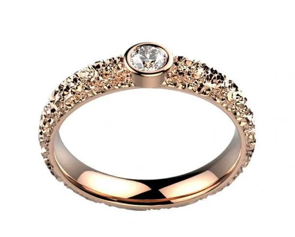 Bague diamant or rose Estretat clos
