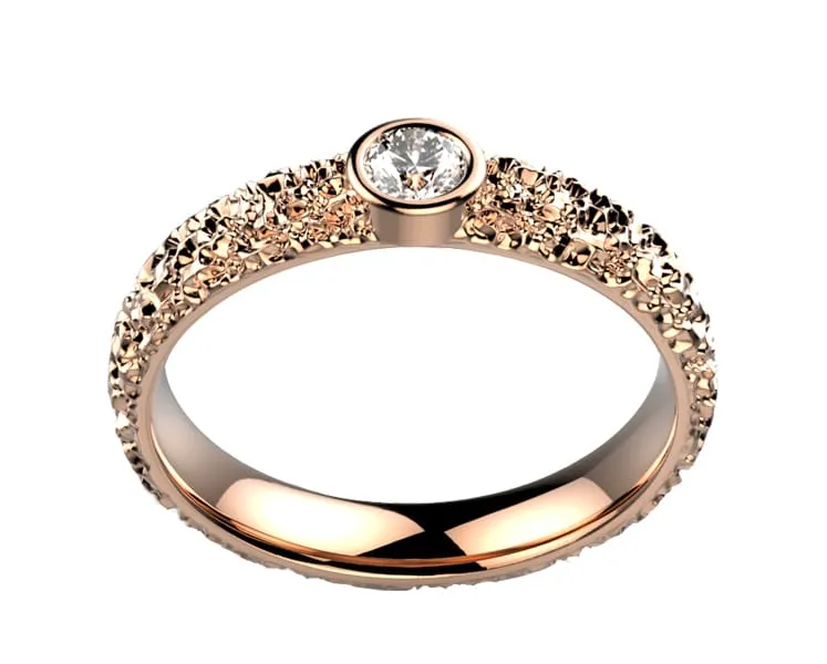 Bague diamant or rose Estretat clos