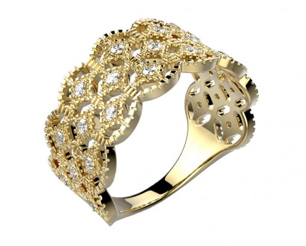 Alliance diamant en or jaune 23 pierres Lakme pour un mariage éthique