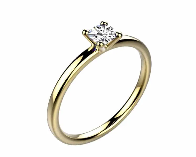 Bague solitaire diamant or jaune candide
