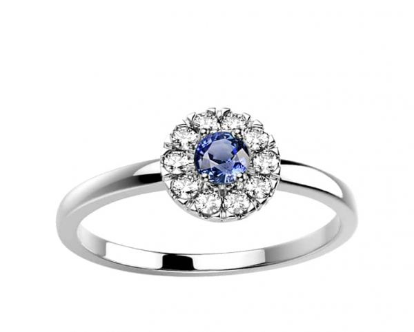 Saphir bleu diamant or rose