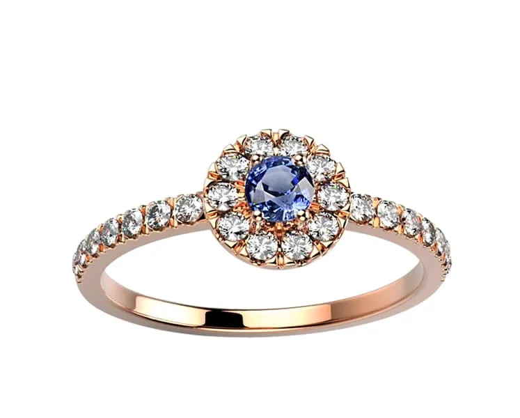 Bague saphir or rose Juliet S full pavé