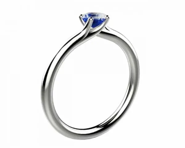 Saphir bleu 0.50 ct or rose