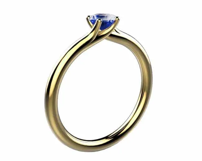 Saphir bleu 0.50 ct or jaune