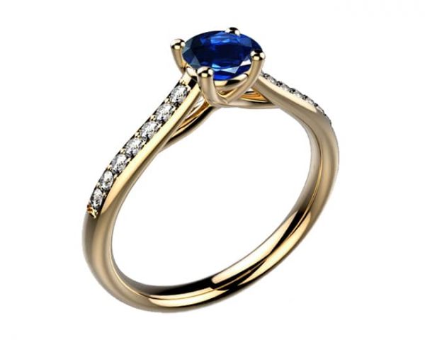 Saphir bleu et Diamant, or jaune