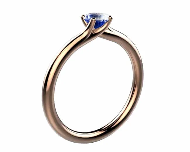 Saphir bleu 0.50 ct or rose