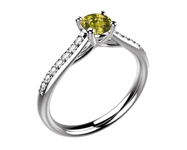 Bague saphir jaune Diamant or blanc pavé Dana