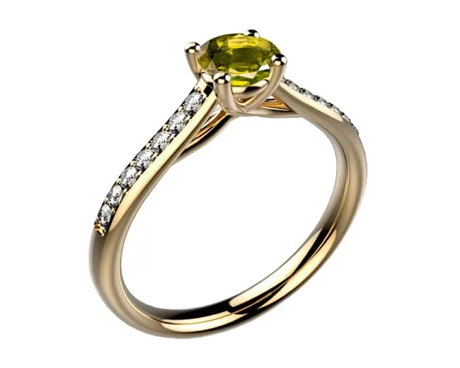Bague saphir jaune Diamant or jaune pavé Dana