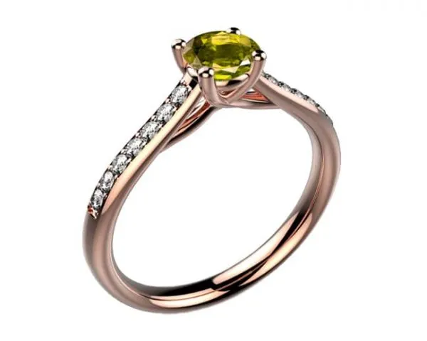 Bague saphir jaune Diamant or rose pavé Dana