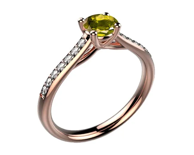 Bague saphir jaune Diamant or rose pavé Dana
