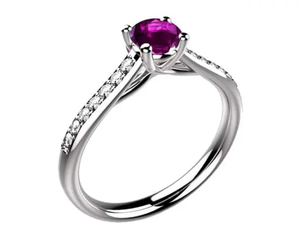 Saphir pourpre 0.50 ct Diamant or rose