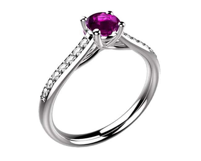 Bague saphir rose Diamant or blanc pavé Dana