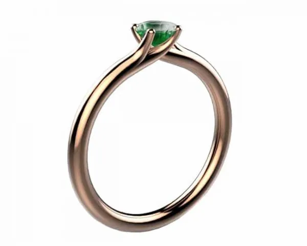 Saphir vert 0.50 ct or rose