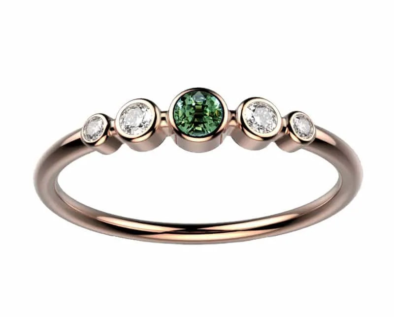 Bague-saphir-vert-diamant-or-rose-Ingénue